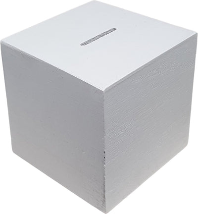 Banque de piggy en bois carré blanc