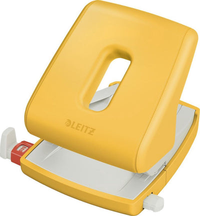 Perforatrice Leitz confortable 2 trous - perfore jusqu'à 30 feuilles - idéale pour le travail à domicile - jaune chaud