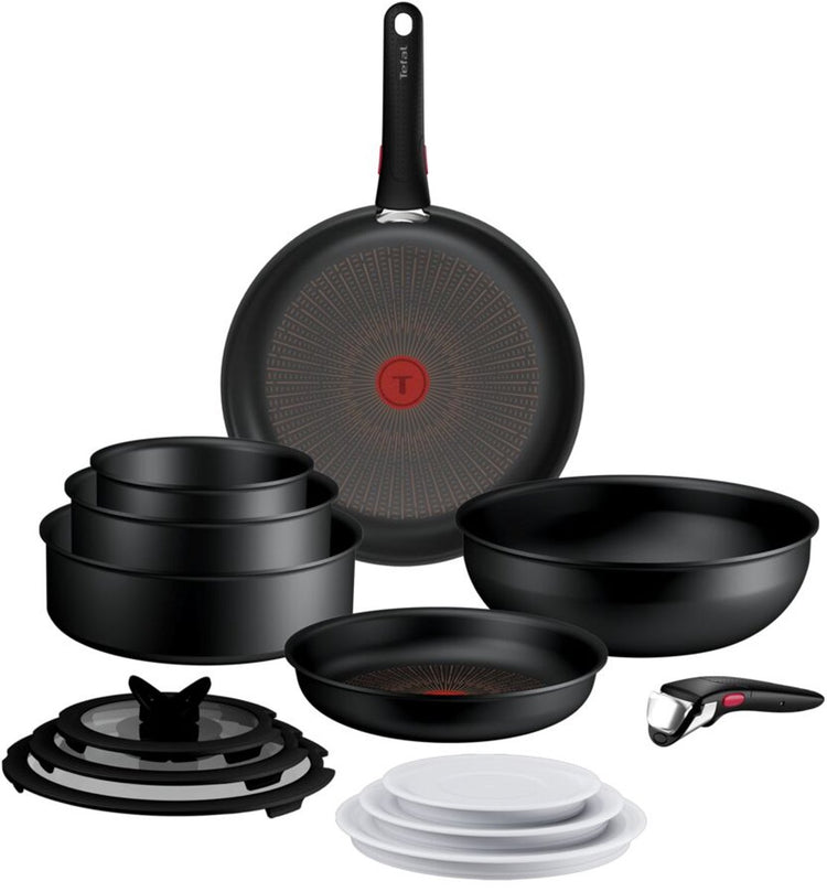 Tefal ingenio excellence fusion - ensemble de casseroles - 14 pièces - avec couvercle - poignées