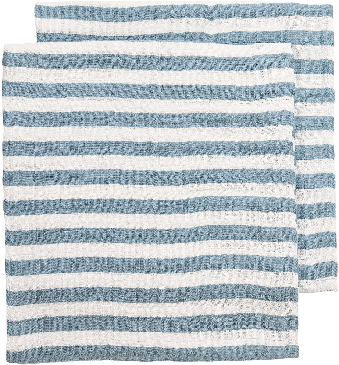 Meyco baby fat stripe chiffons hydrophiles prélavés - paquet de 2 - hydrophile prélavé - bleu jeans - 70x70cm