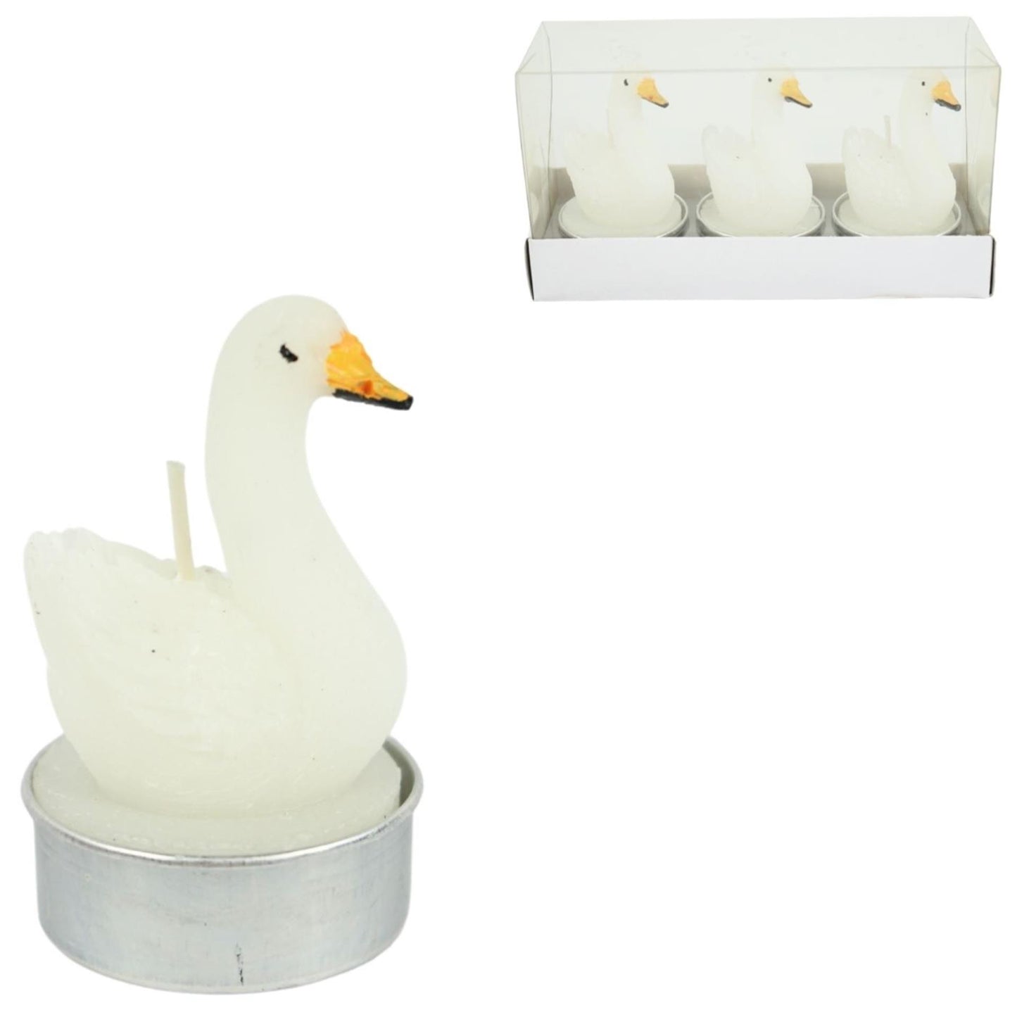 Photophore cygne blanc 6,5cm lot de 3