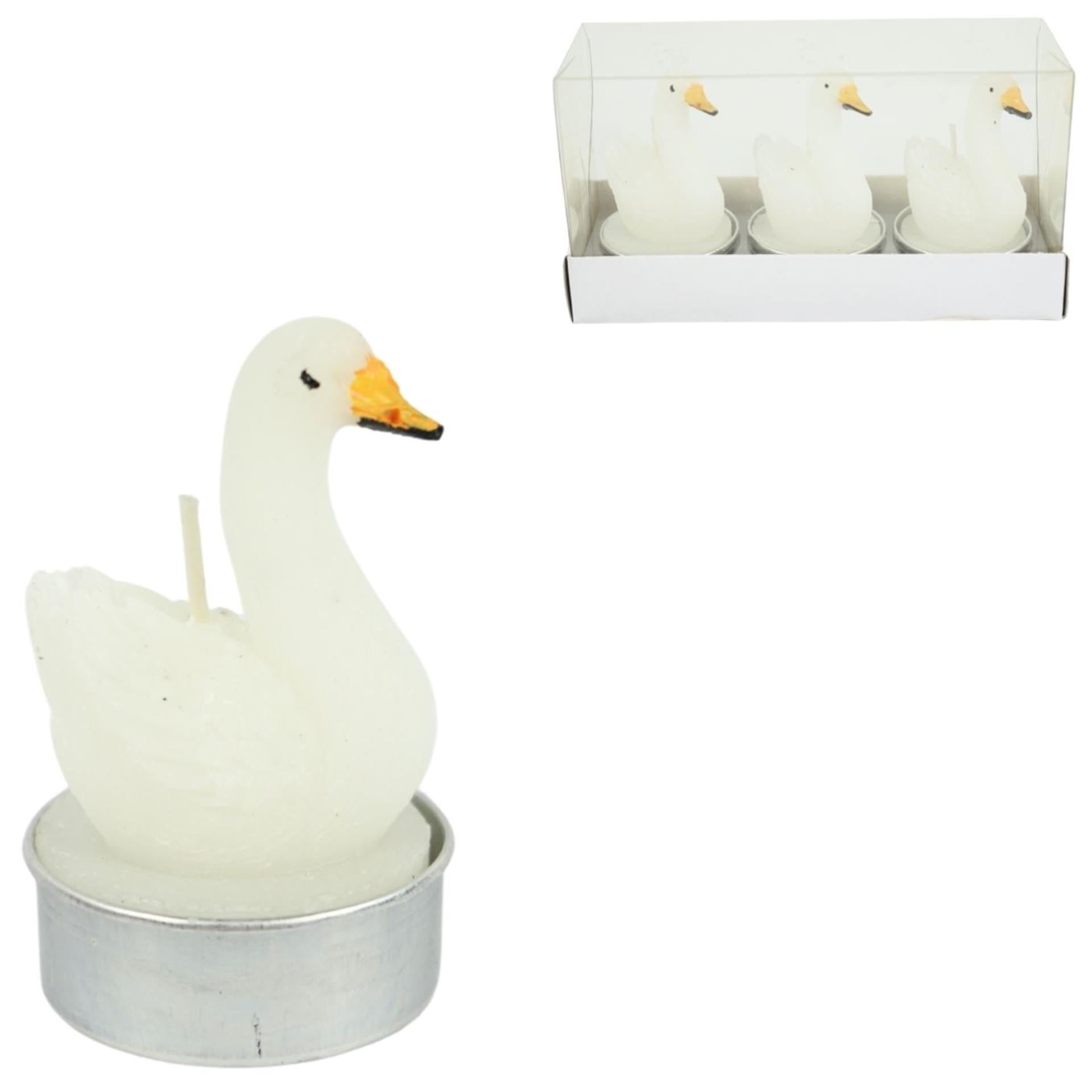 Photophore cygne blanc 6,5cm lot de 3