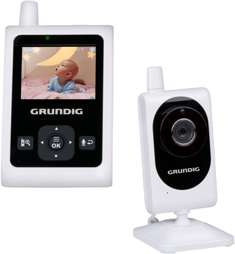 Grundig babyphone vidéo avec caméra - babyphone avec écran couleur 2 pouces - babyphone avec vision nocturne, affichage de la température et fonction talk-back - blanc