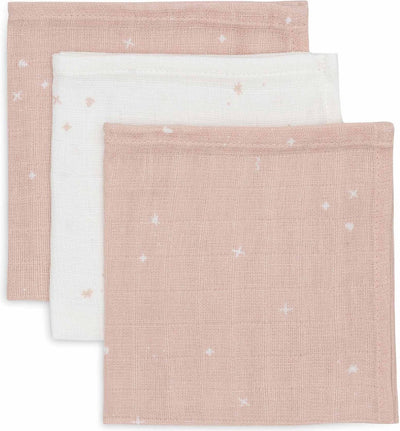 Jollein - linge buccal hydrophile 31x31cm - lingettes hydrophiles pour bébé - 3 pièces - rose sauvage scintillante