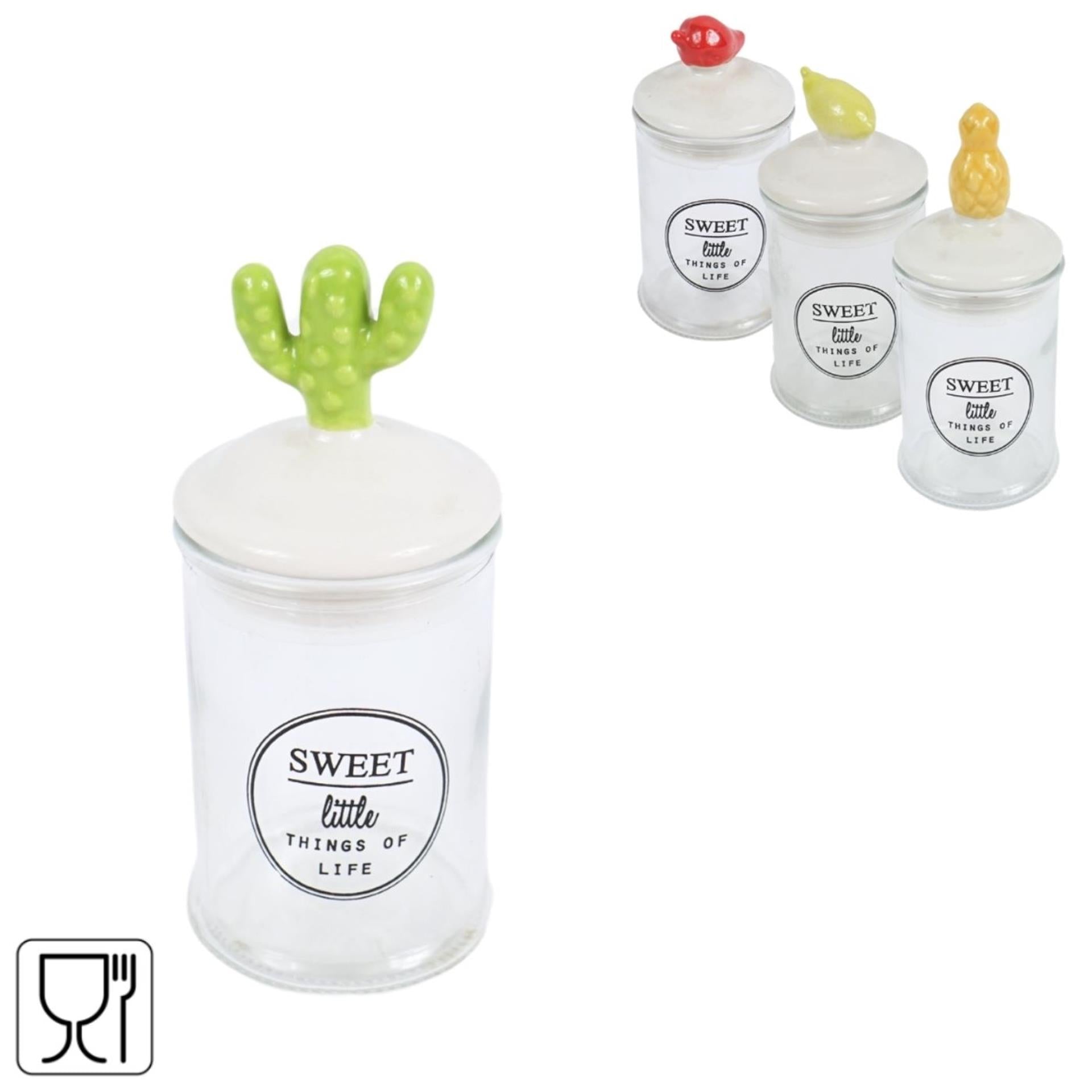 Pot de conservation verre sucré 13cm 4 assortis