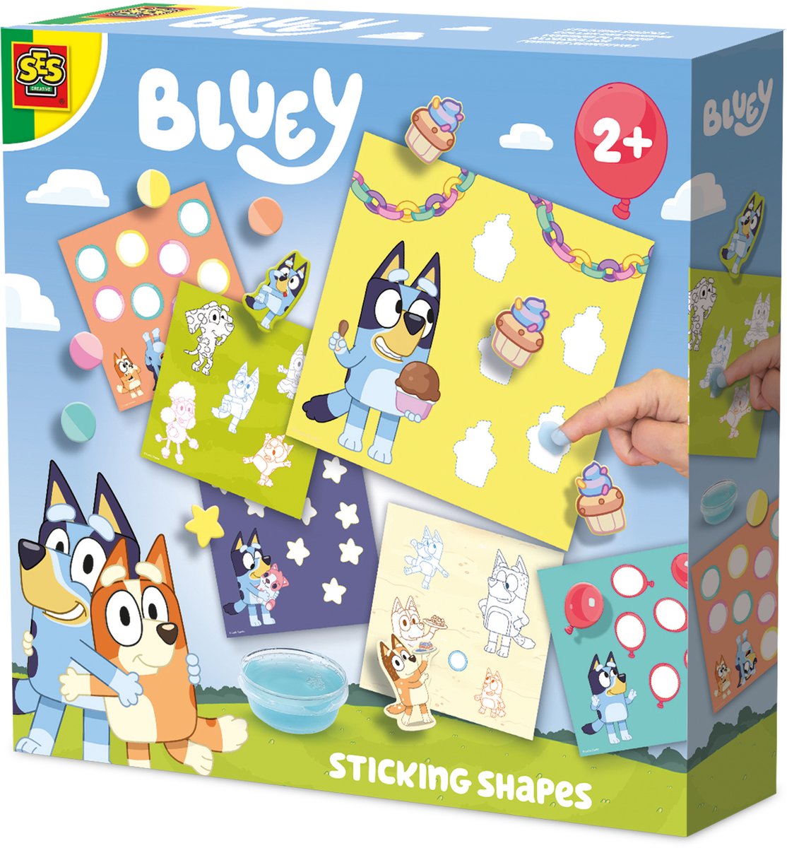 Ses creative bluey - formes à coller avec de la colle à doigt - bricolage - pour les enfants à partir de 2 ans - 6 cartes