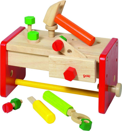 Banc de travail en bois Goki et boîte à outils 2in1
