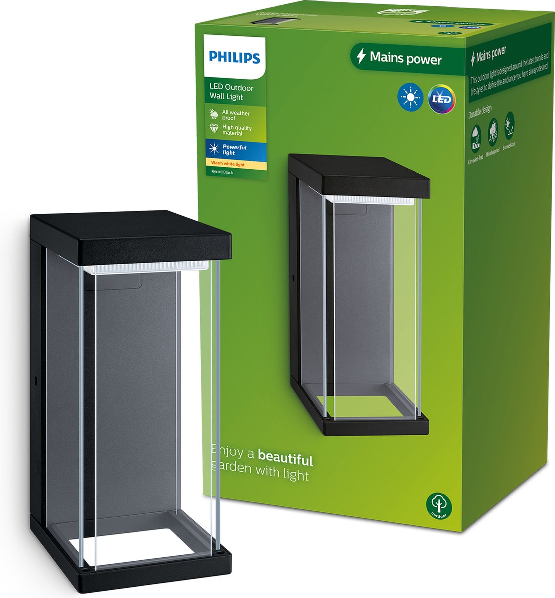 Philips LED Applique Philips Kyrie - noire - LED intégrée