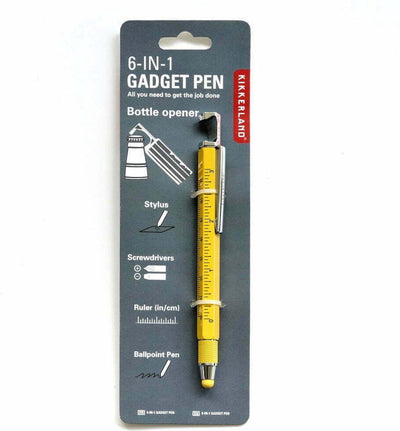 Stylo gadget Kikkerland 7 en 1 - contient 7 fonctionnalités - pratique pour les déplacements