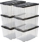 Boîte de rangement Iris handlebox - 45l - plastique - noir transparent - lot de 6