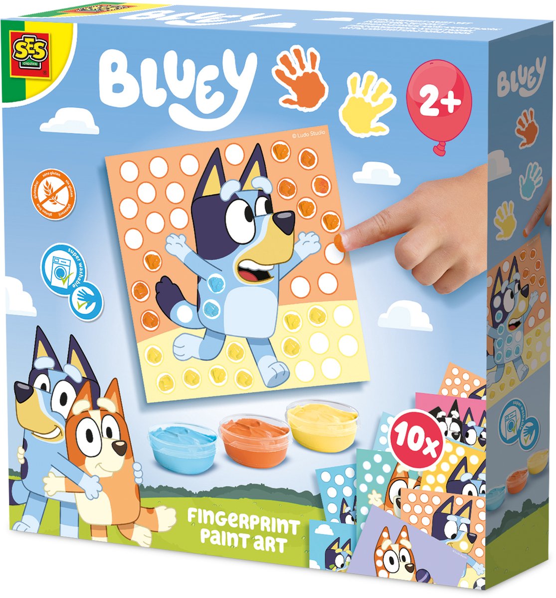 Ses creative bluey - peinture au doigt - jouets pour bébé - végétalien sans gluten - lavable - pour les enfants à partir de 1 an - 10 cartes