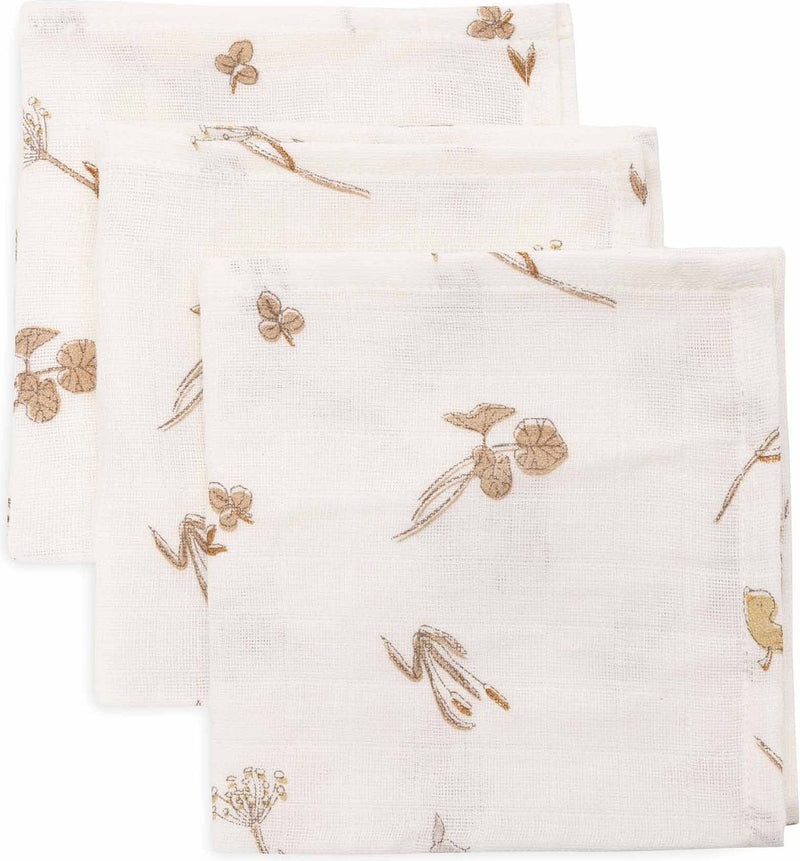 Jollein - linge buccal hydrophile 31x31cm - lingettes hydrophiles pour bébé - 3 pièces - bord de rivière