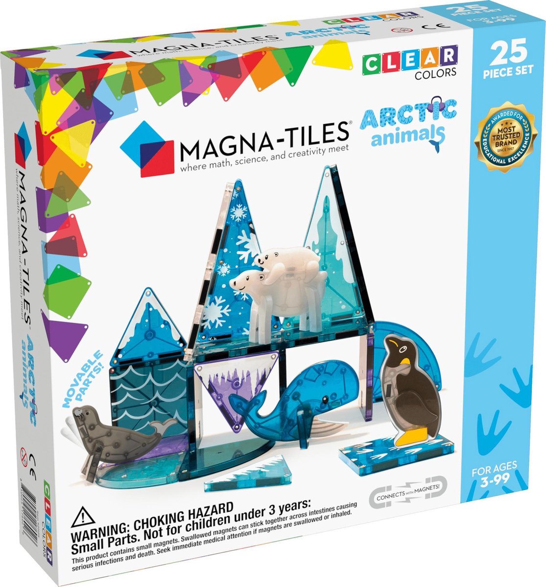 Magna-tiles tuiles magna - animaux arctiques animaux du pôle nord - jouets de construction magnétiques 25 pièces