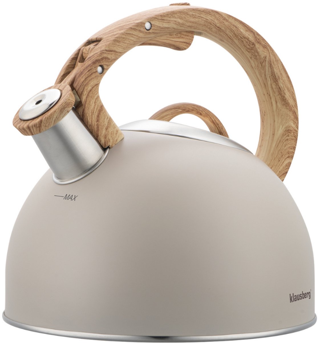 Klausberg 7913 - bouilloire sifflante avec sifflet - 2,5 litres - acier inoxydable - beige