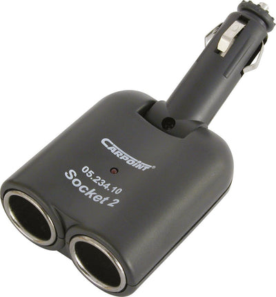 Carpoint Prise 2 voies 12 24v - répartiteur allume-cigare - inclinable 90° - indication LED - 5a - avec fusible