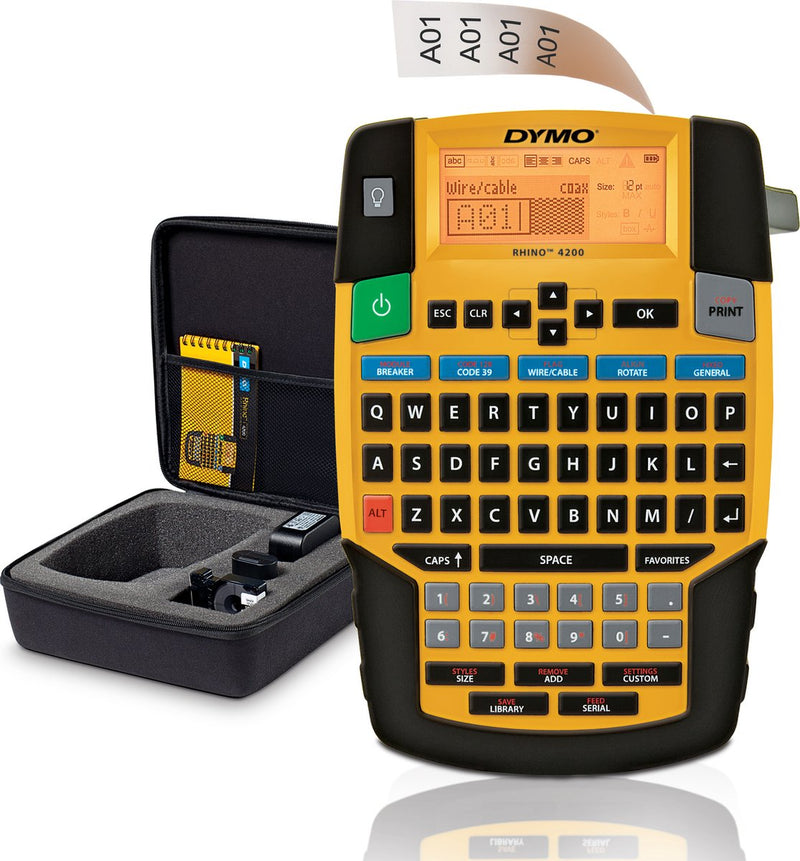 Étiqueteuse industrielle portable Dymo rhino 4200 | clavier qwerty | imprimante d'étiquettes compacte et rapide pour les professionnels qui voyagent beaucoup