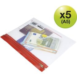 Dossier de documents avec fermeture éclair rapesco 1507 a5, assortiment de couleurs