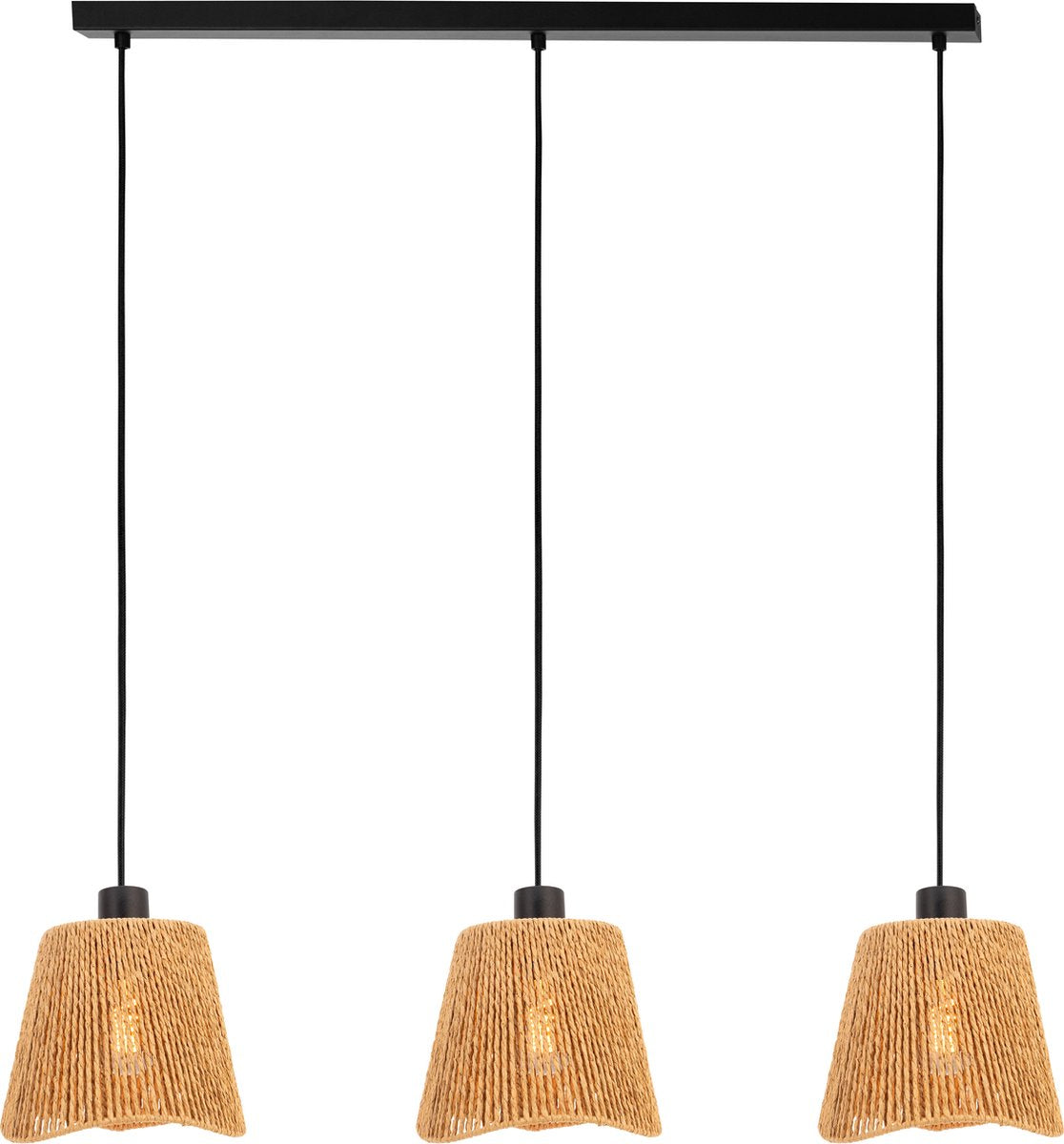 Lampe à suspension Eglo lavister - e27 - 91 cm - marron noir - papier