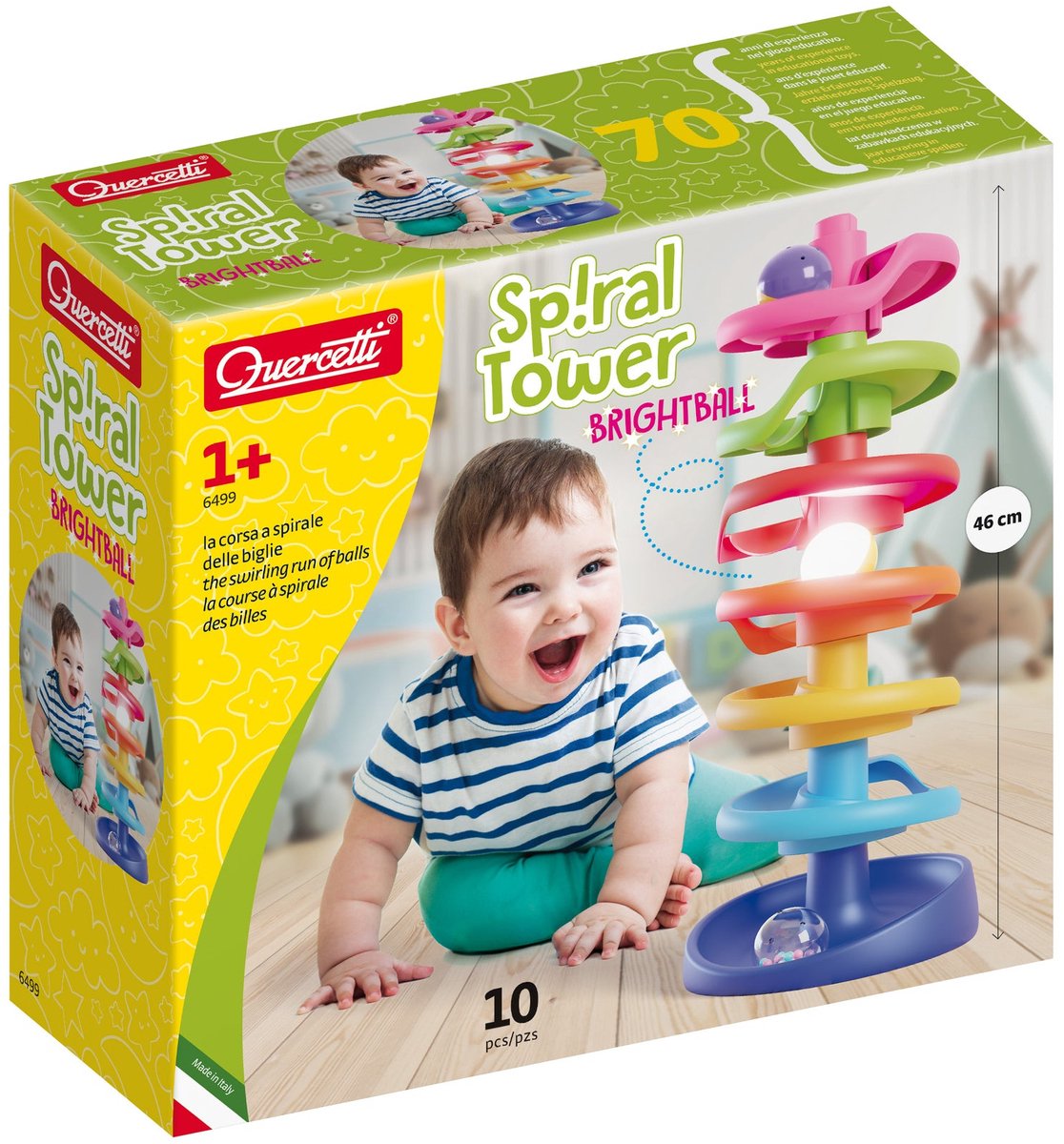 Quercetti Spiral Ball Tower avec balle lumineuse, 10dlg.
