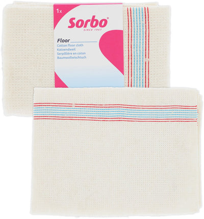 Balai cousu Sorbo – 5 pièces – blanc – 60x60 cm – coton robuste – haute absorption – lavable réutilisable – pour carrelage et sols durs