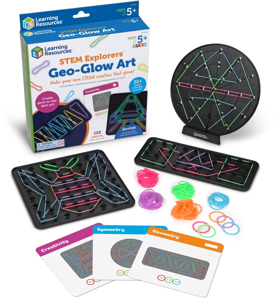 Ressources d'apprentissage Stem Explorers Geo Glow Boards - Ensemble de tableaux géo lumineux avec 2 panneaux lumineux - Anglais - éducatif - 3+