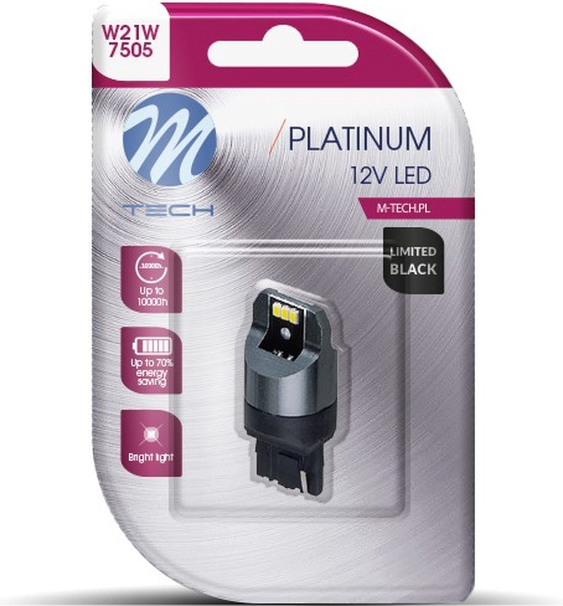 M-tech LED - w21w t20 12v - platine - canbus - 16x diode LED - blanc - simple