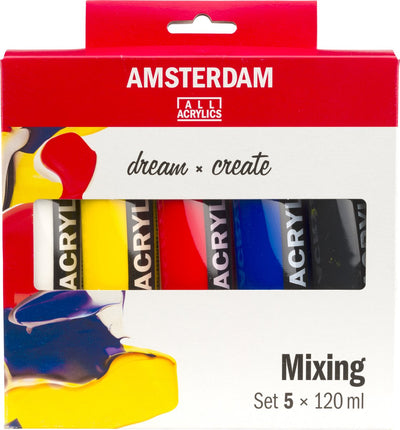 Kit de mélange de peinture acrylique série standard Bruynzeel Amsterdam 120 ml, 5 pcs.