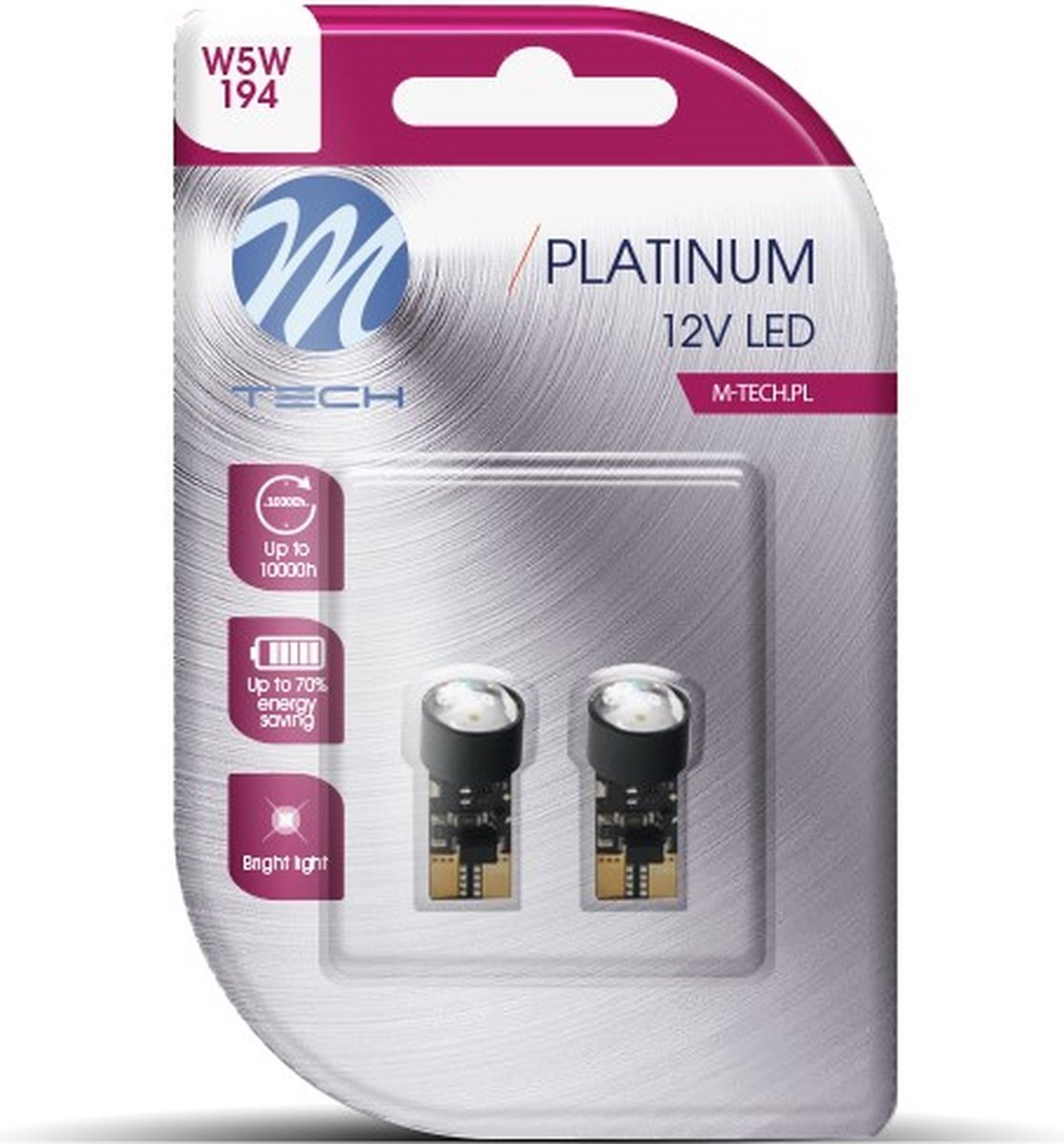 M-tech LED w5w 12v - platine - 1x diode LED - canbus - blanc - set