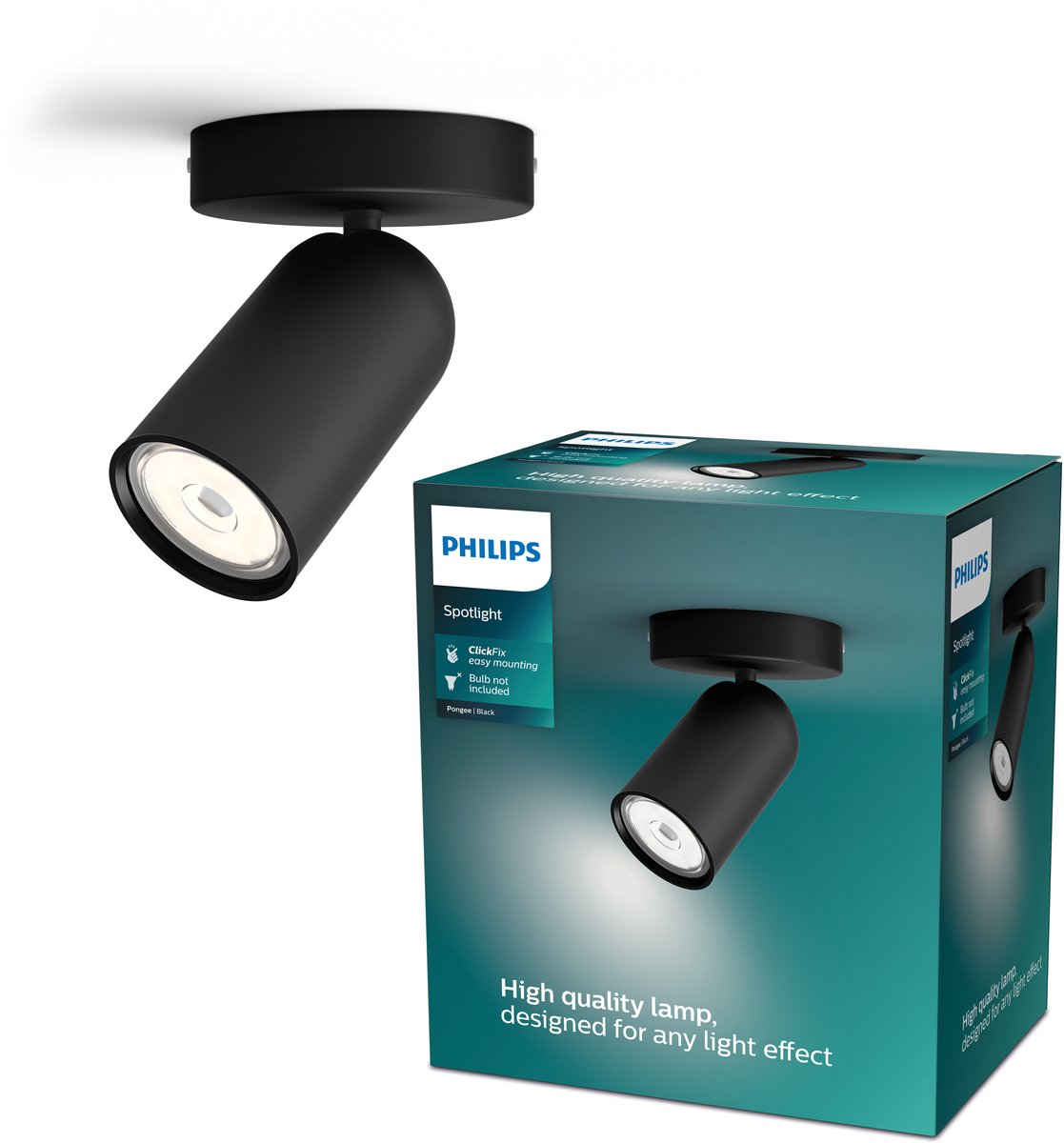 Spot en saillie Philips LED Philips Pongee - 1 lumière - noir