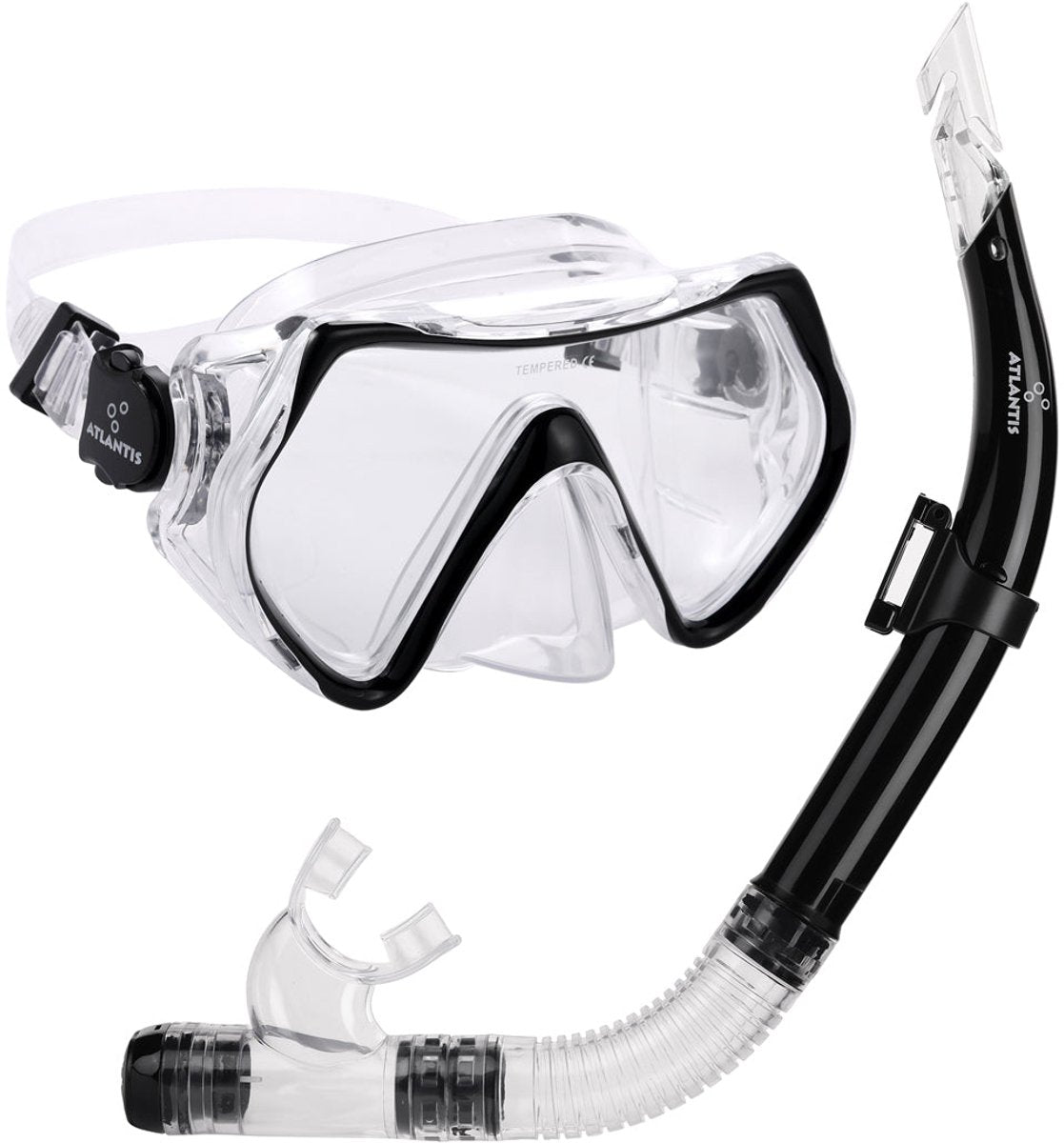 Atlantis hawaii combo - ensemble tuba - lunettes de plongée - tuba - adultes - noir