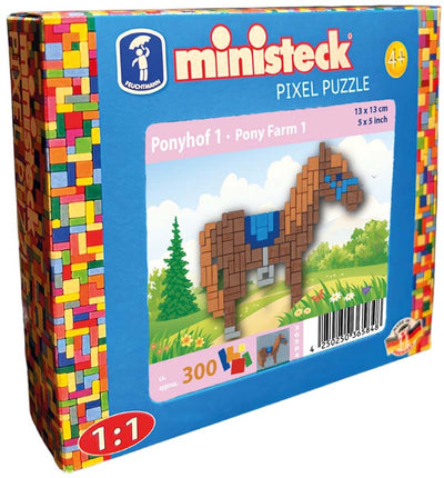 Ferme de poneys en mosaïque Ministeck - ferme de poneys 1 - petite boîte - 300 pièces.