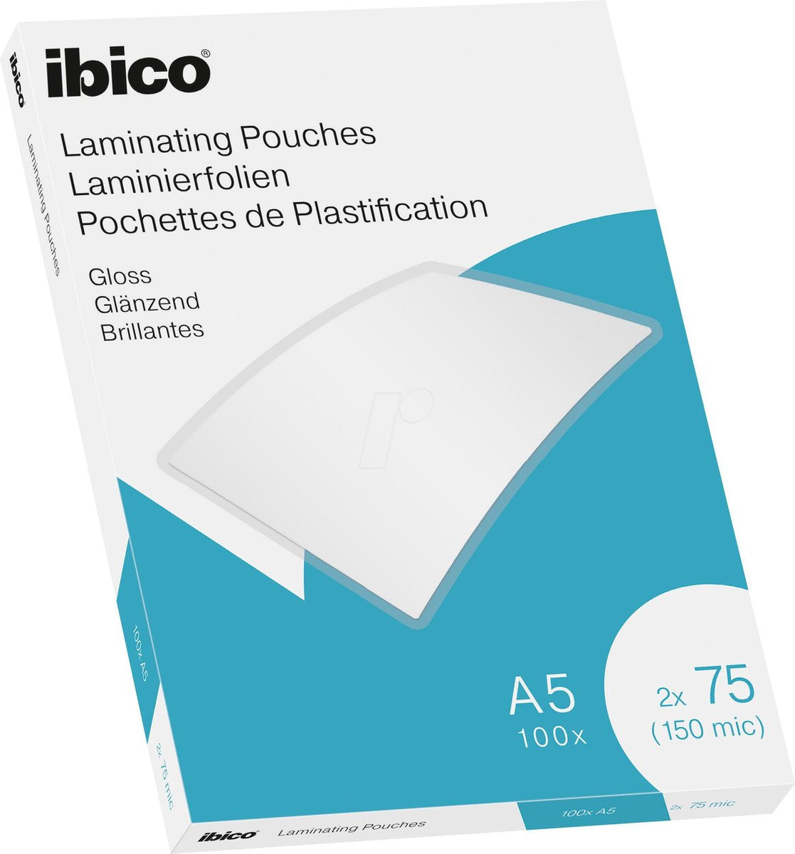 Pochettes de plastification Ibico - documents a5 - 2x75 microns - brillant - 100 pièces