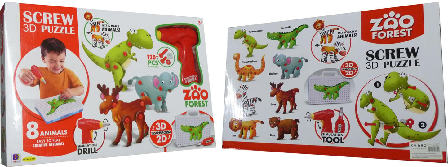 Puzzle à vis 3D Schmidt avec 8 animaux sauvages