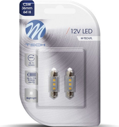 M-tech LED c5w 12v 36mm - culot 3x diode LED - canbus - blanc - set