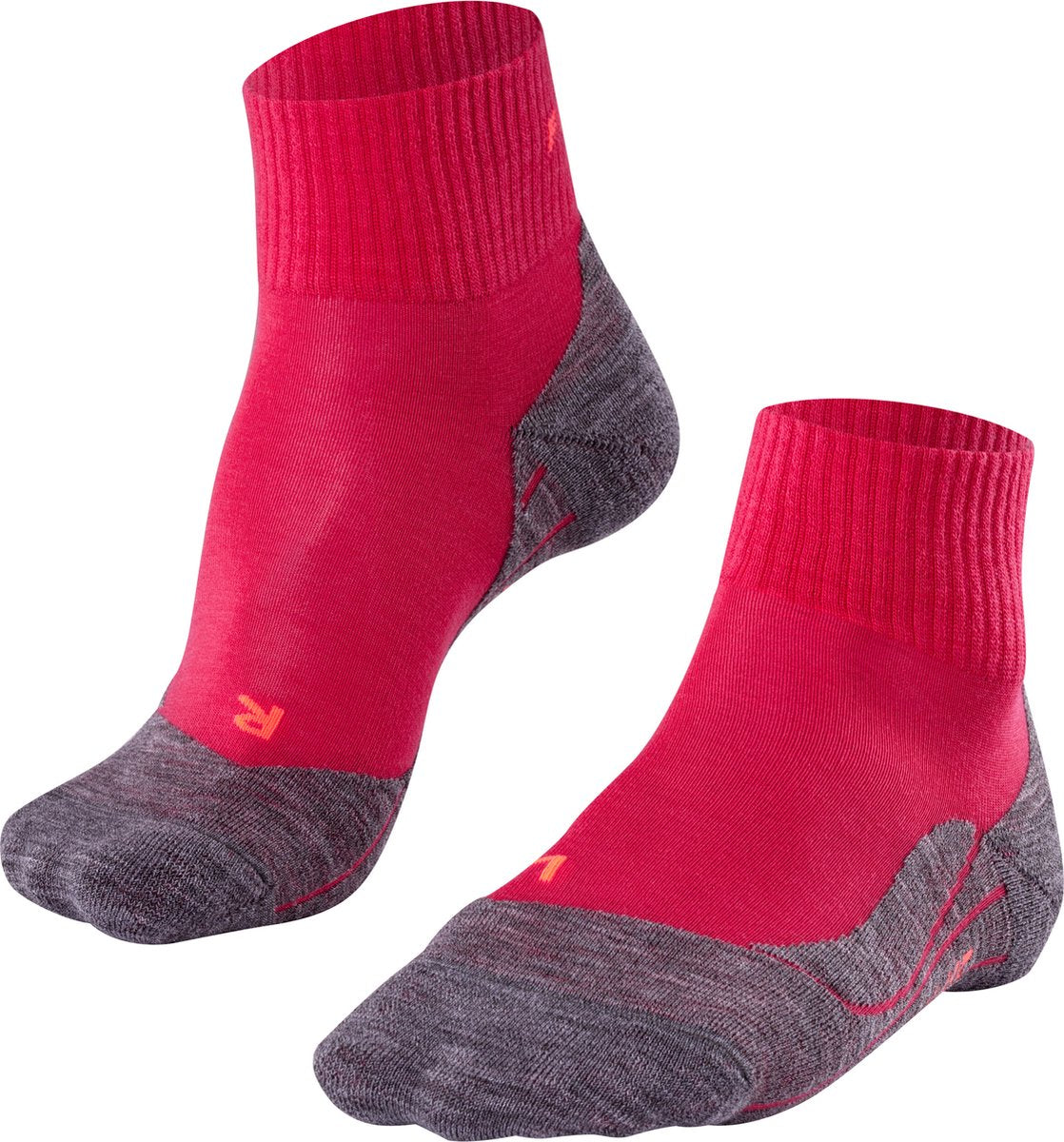 Falke tk5 chaussettes de marche courtes anti-ampoules en laine fine matière fonctionnelle femme rouge - taille 41-42