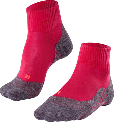 Falke tk5 chaussettes de marche courtes anti-ampoules en laine fine matière fonctionnelle femme rouge - taille 41-42
