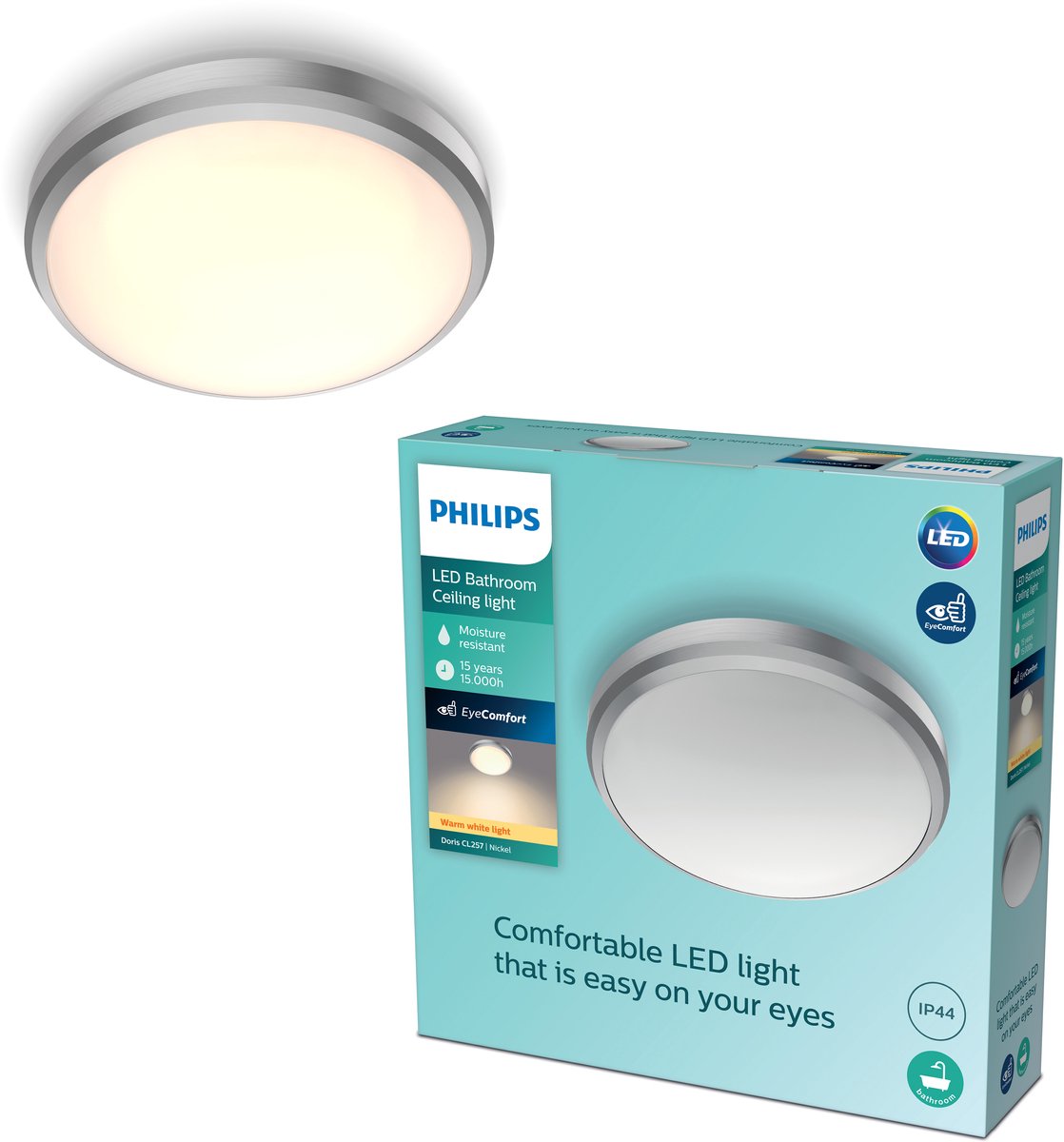 Philips LED Philips Doris bathroom ceiling light - nickel - small - 6 W