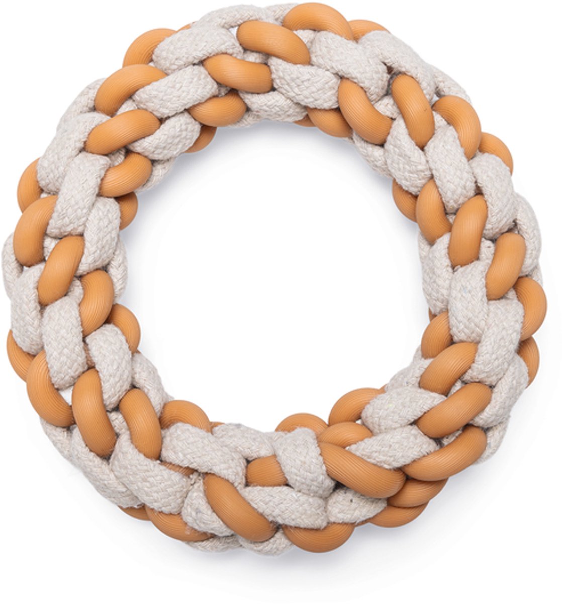 Beeztees chiot anneau de corde dentaire mik - jouet pour chien - coton tpr - beige marron - 14x14x3,2 cm