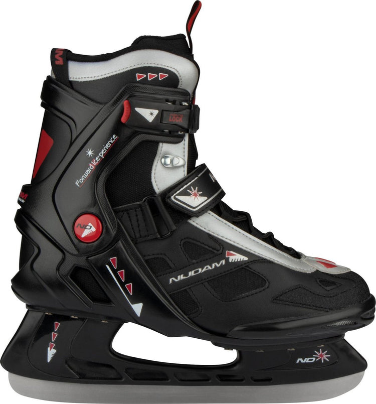 Patin de hockey sur glace Nijdam - botte semi-souple - noir argent - taille 42