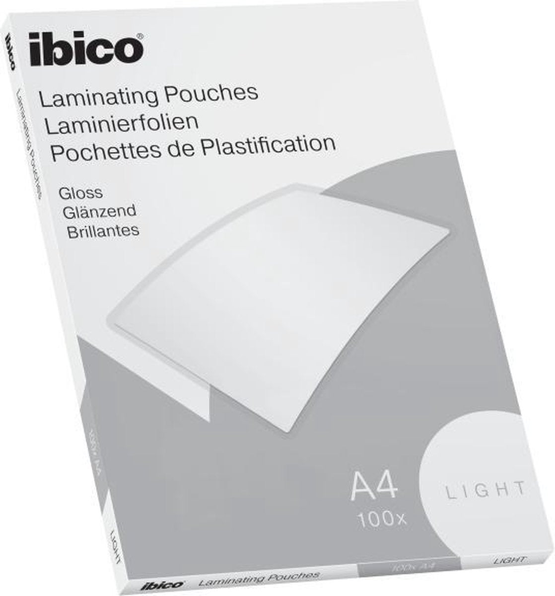 Ibico basics pochettes de plastification a4, brillantes - 80 microns - 100 pièces - transparentes