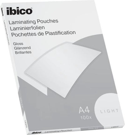 Ibico basics pochettes de plastification a4, brillantes - 80 microns - 100 pièces - transparentes