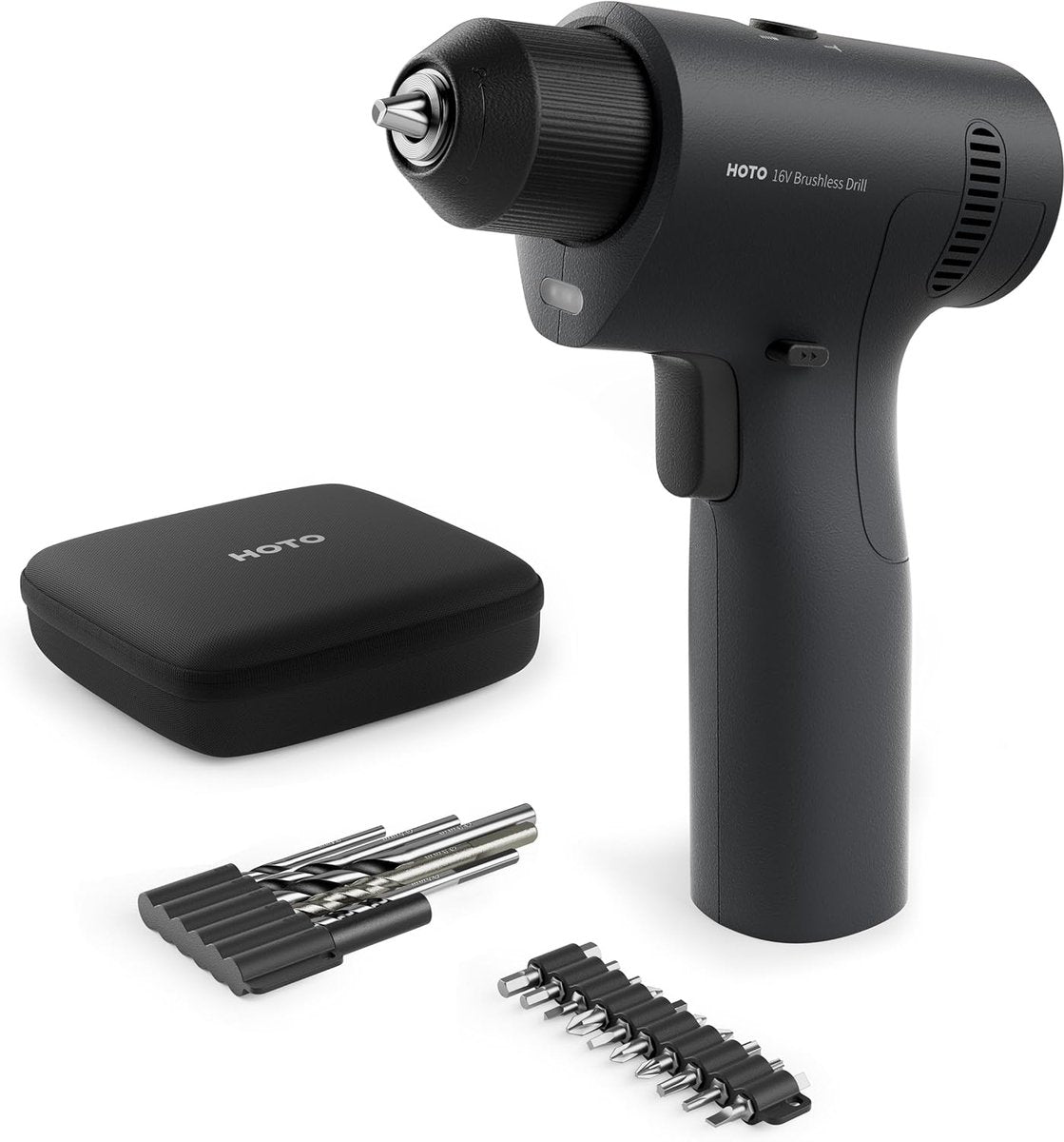 Perceuse sans fil Hoto 16v brushless - perceuse sans fil sans brosses - 50 nm - 2 vitesses - rechargeable USB-C - perceuses incluses - compacte et puissante