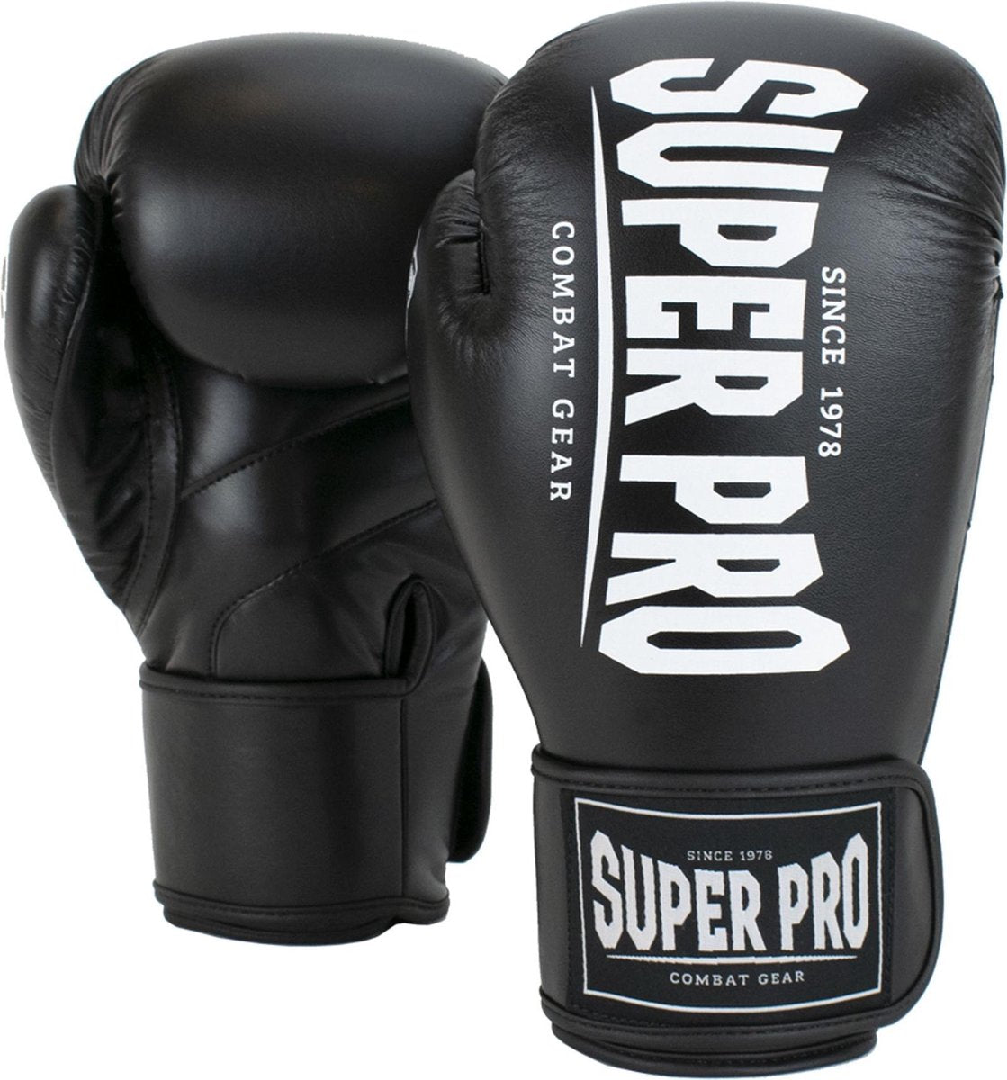 Gants de boxe super pro combat gear champion (kick) noir et blanc 14oz