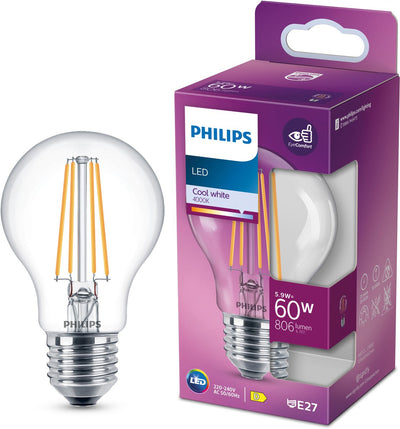 Lampe à incandescence Philips claire 60w a60 e27