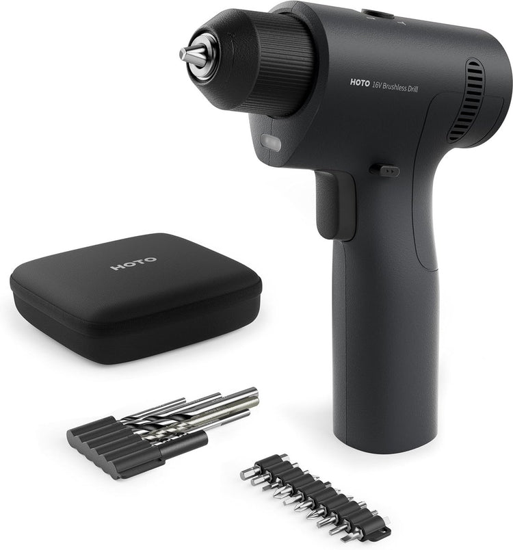 Perceuse sans fil Hoto 16v brushless - perceuse sans fil sans brosses - 50 nm - 2 vitesses - rechargeable USB-C - perceuses incluses - compacte et puissante