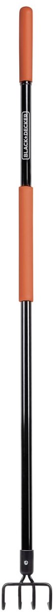 Black+decker râteau de jardin 4 dents - 148 x 12 x 10 cm - acier carbone, fibre de verre et PVC - orange noir