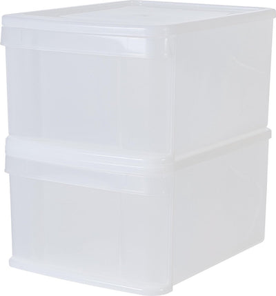 Tiroir empilable Iris - tiroir de rangement - 20 l - plastique - blanc transparent - lot de 2