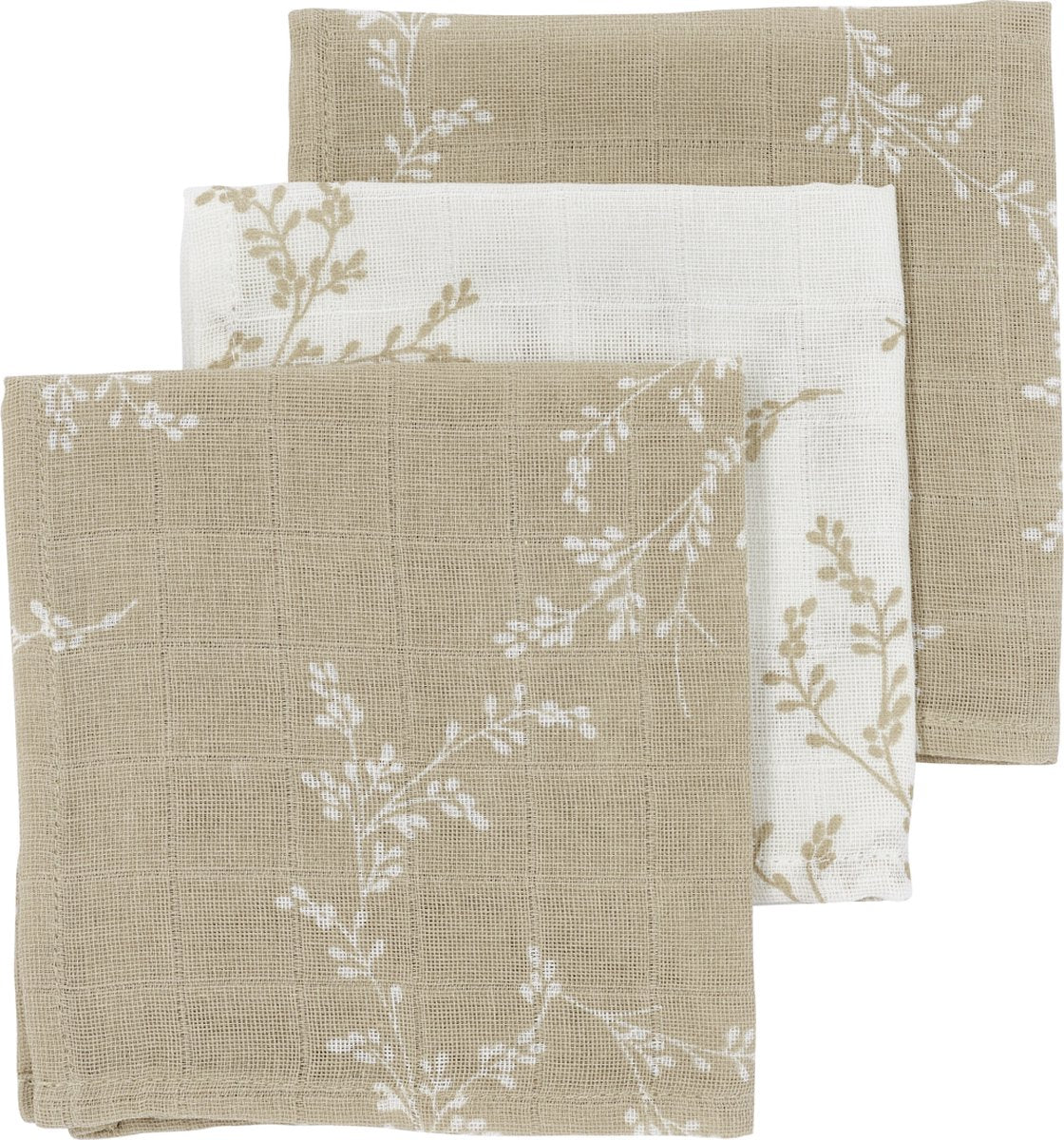 Lingettes buccales Meyco baby branches - pack de 3 - hydrophiles - sable - 30x30cm