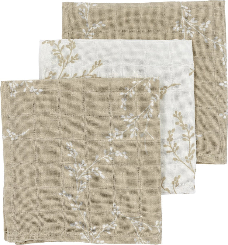 Lingettes buccales Meyco baby branches - pack de 3 - hydrophiles - sable - 30x30cm