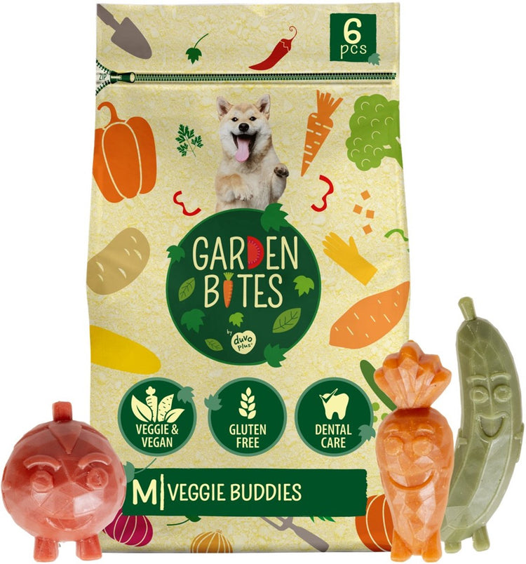 Garden Bites duvoplus - snacks pour chiens Veggie Buddies - friandises pour chiens - végétarien sans gluten - moyen 6pcs